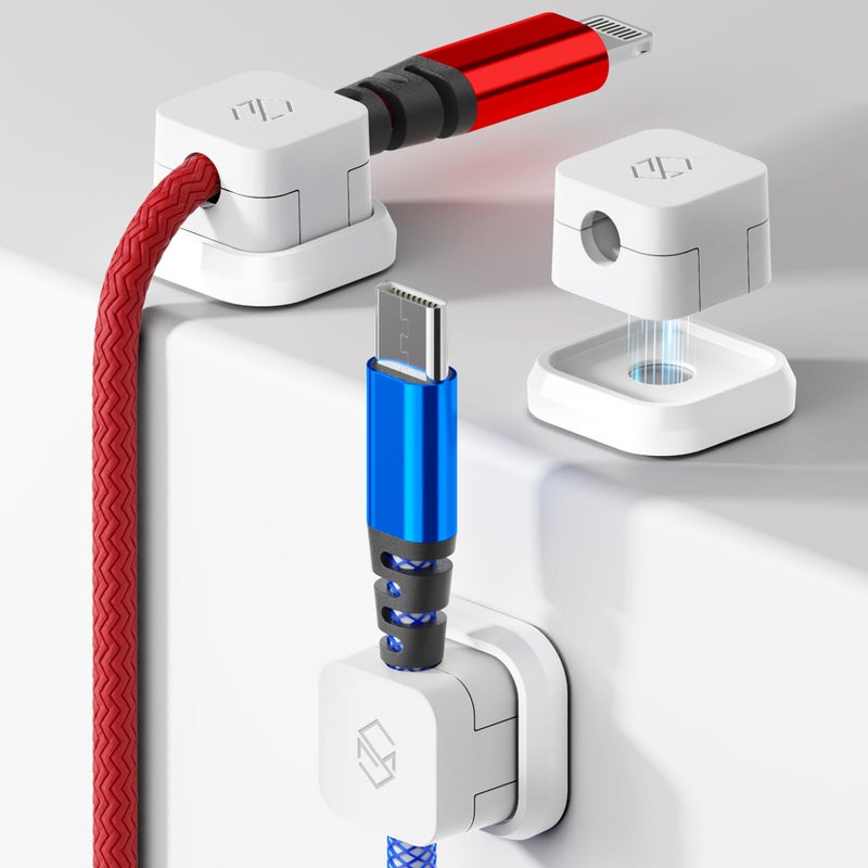 Sinjimoru Magnetic Cable Clips, Multipurpose Cable Management for Car and Office Supplies Self Adhesive Cable Organizer Clip. Magnetic Cable Holder 3pcs White - Image 1